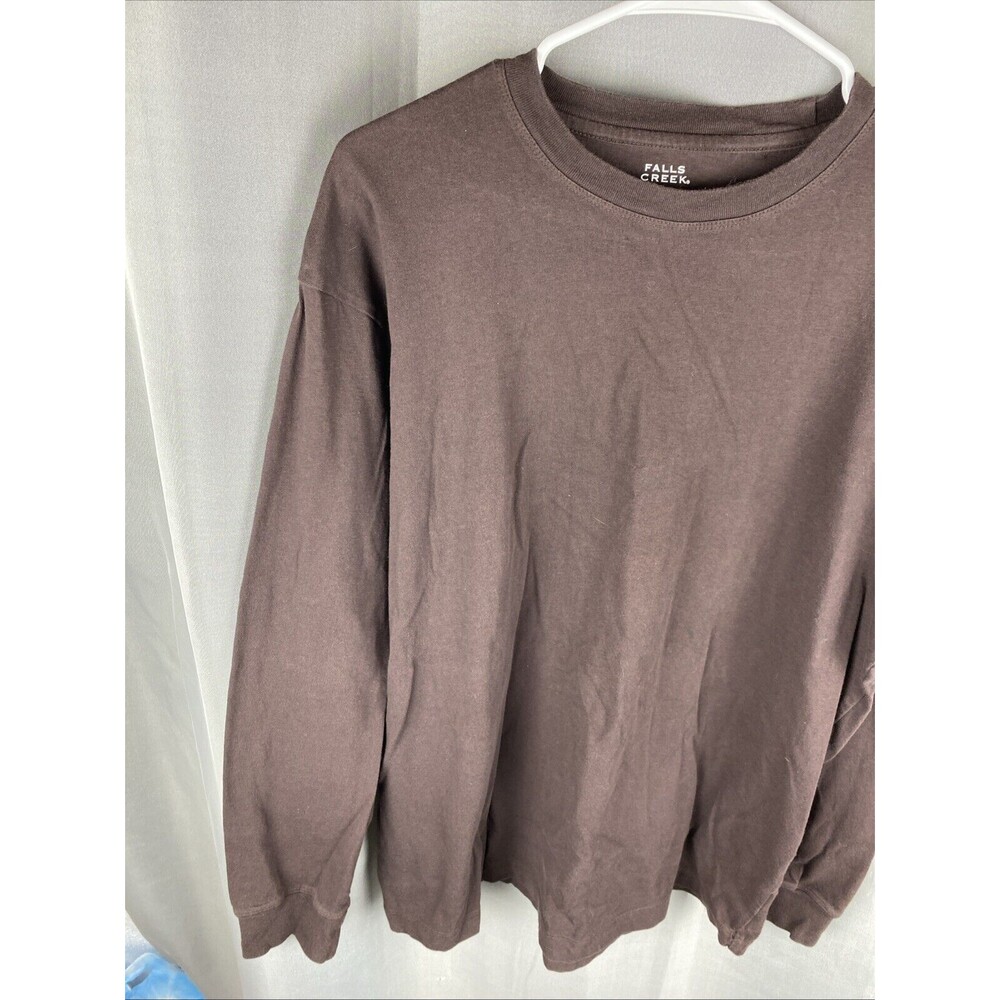Falls Creek Mens Sz L Brown Crewneck Long Sleeve Shirt